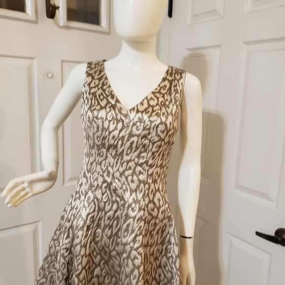 Vince Camuto Metallic Jacquard Fit & Flare Dress - Picture 2 of 9